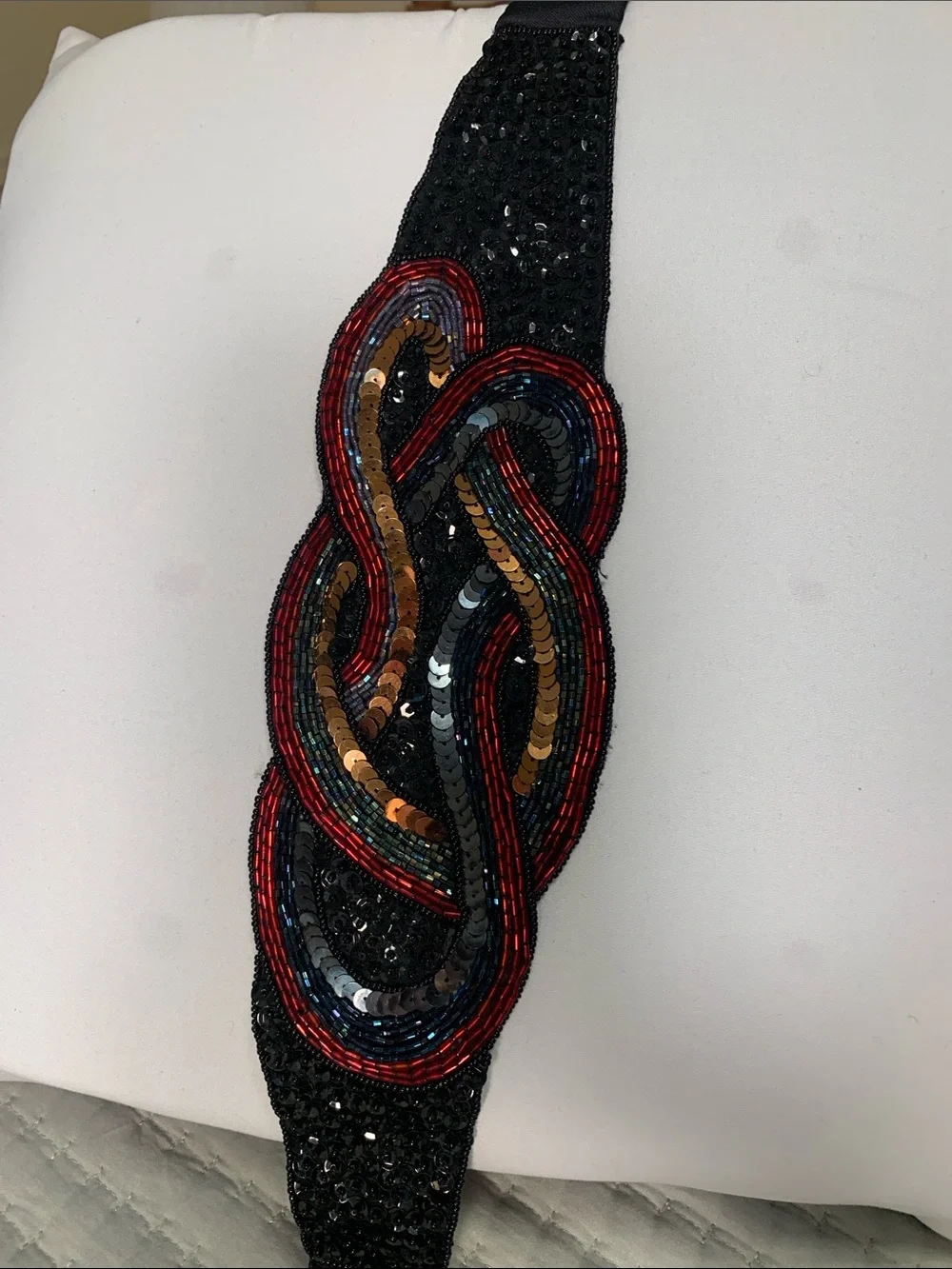 Milor Sequins & Beads Vintage wide wrap Belt Like NEW Adjustable Size S-M 31+”